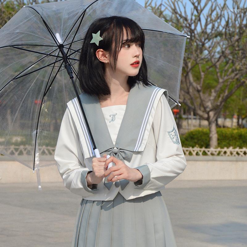 

Clothing Sets Jk Sailor Suit Female Uniform Students Japanese High School College Style Basic Class Clothes, Long sleeve shirt