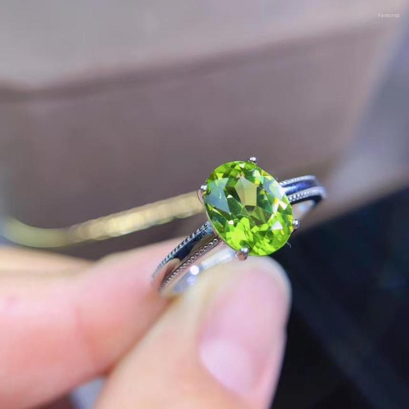 

Cluster Rings Engagement Gift Peridot Ring 925 Sterling Silver Fine Jewelry Natural And Real Perido Fashion Woman