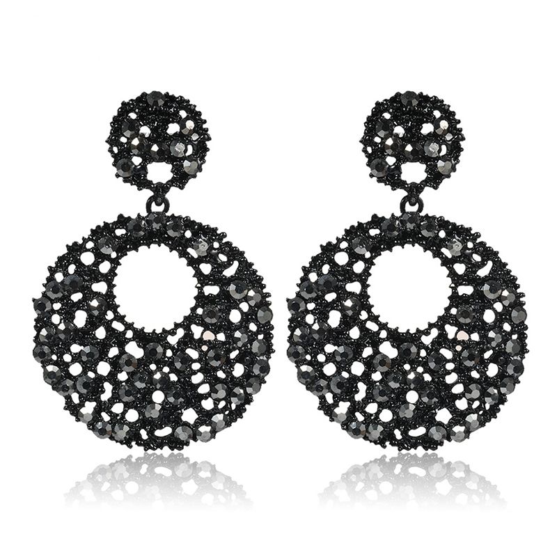 

Round Full Rhinestone Dangle Drop Earrings for Women Big Party Long Tassel Crystal Earrings Weddings Engagement Jewelry