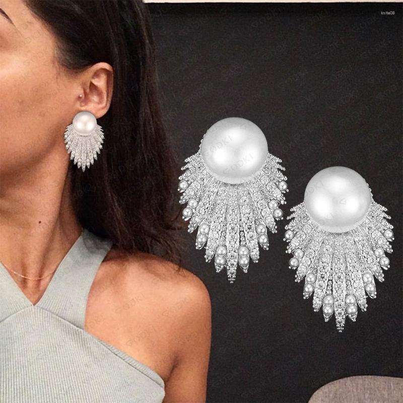 

Stud Earrings GODKI Fireworks Shell Pearl For Women Wedding CZ Brincos Boucle D'oreille 2022 Bohemia Jewelry