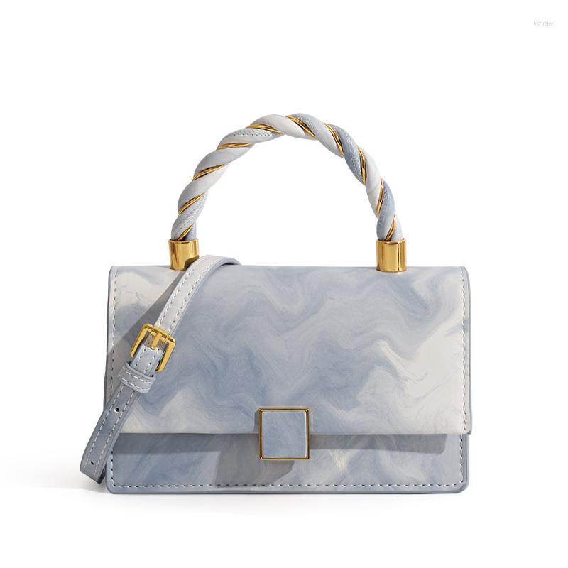 

Evening Bags Women's Shoulder 2022 PU Leather Purse And Handbags Female Shoppers Fashion Casual Gradient Blue Twisted Handle Square, Lanse