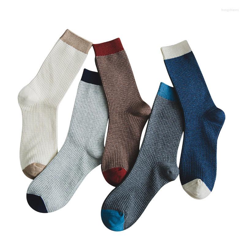

Men's Socks 5 Pairs High Quality Men Cotton Harajuku Double Stitches Compression For Winter Warm Business Long Dress Sock, 5paris drak gray