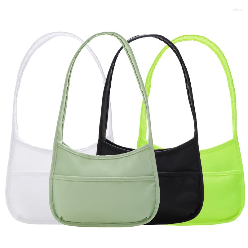 

Evening Bags Nylon Hobos Simple Women Handbag Candy Color Fashion Design Shoulder Bag Large Capacity Female Clutch Purse Bolsa, White