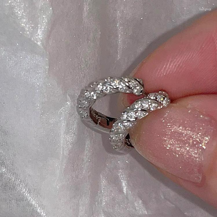 

Hoop Earrings Korean Silver Color Cubic Zirconia For Women Statement Clear Rhinestone Ear Buckle Jewelry