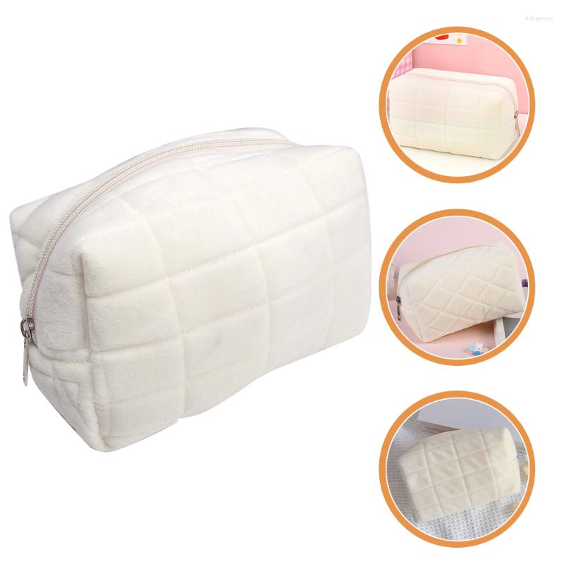 

Cosmetic Bags Travel Makeup Toiletry Pouch Case Storagebrushes Capacity Large Portableholder Polyestersimple Practical Organizer Carrying, White