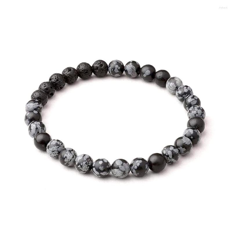 

Strand Natural Snowflake Obsidian Bracelets 6mm Lava Diffuser Bracelet For Women And Men Yoga Meditation Beads Balance Jewelry