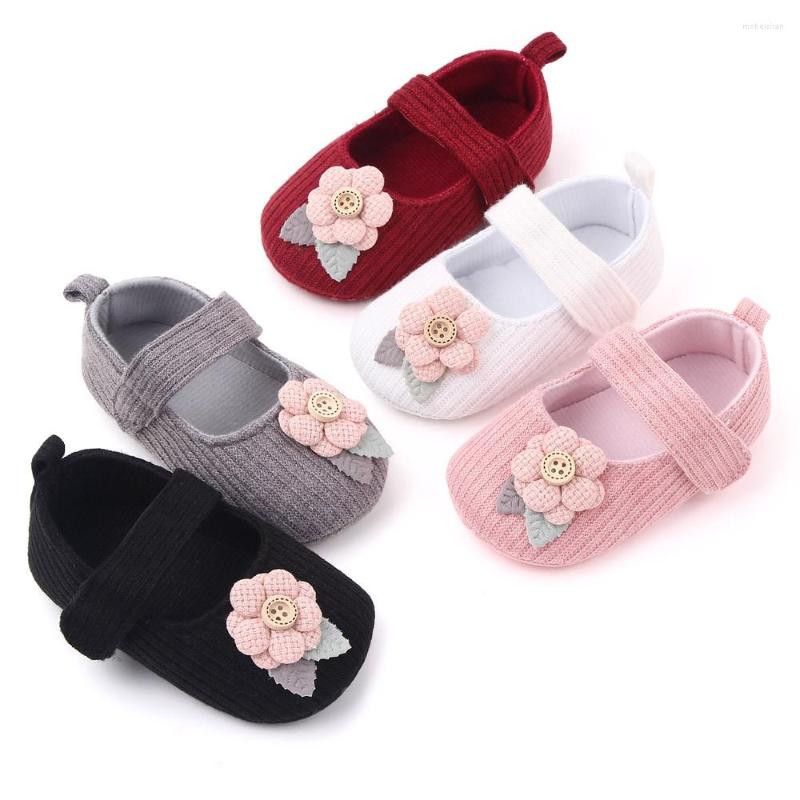 

First Walkers -18M Baby Cute Infant Born Girl Knitted 3D Flower Prewalker Princess Soft Non-Slip Shoes Size, Black