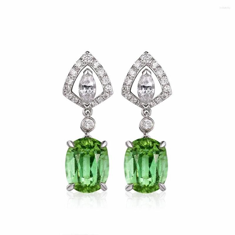 

Dangle Earrings Delicate Apple Green Crystal Emerald Gemstones Diamonds Small Drop For Women 18k White Gold Filled Fine Jewelry Trendy