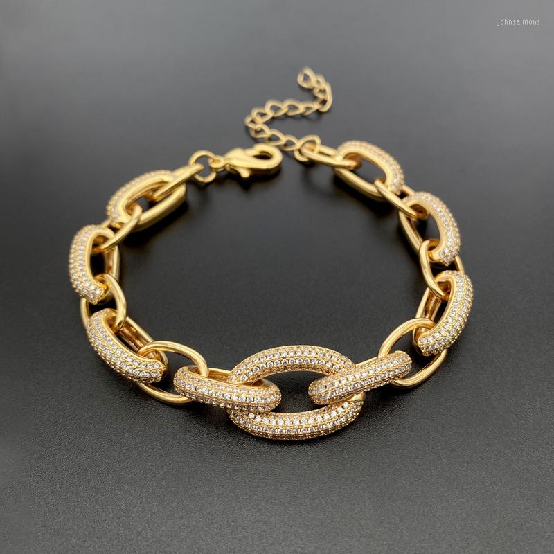 

Link Bracelets Vankeliif Luxury Bracelet Copper Chain Zircon Micro-Inlaid Geometric Round Classic Female Party Fashion Jewelry Gift
