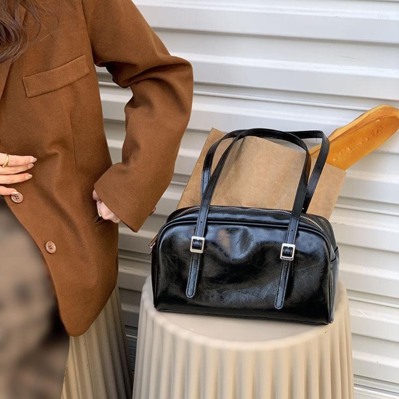 

Cosmetic Bags Women's Casual Handbag All-matching Shoulder Bag Stylish Underarm Large Capacity Purse PU Leather Tote Drop, Black