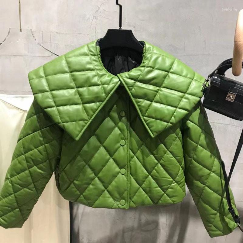 

Women's Leather Ladies Genuine Down Jacket Women's Real Sheepskin Coat, As show