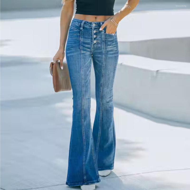 

Women' Jeans Casual Fashion Streetwear For Girls Female Long Trousers Elegant Lady' Buttons Flare Pants Women Denim