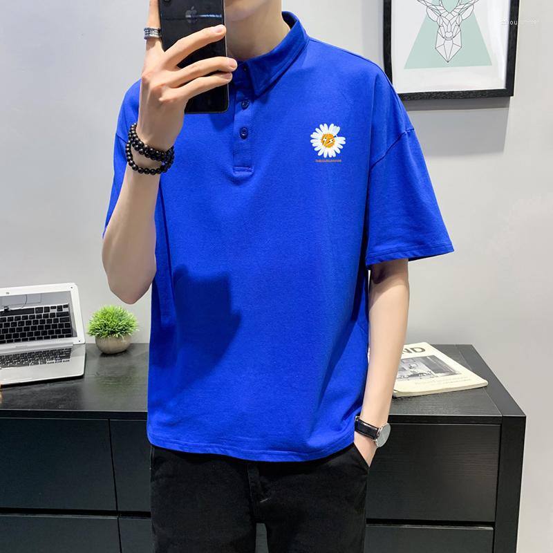 

Men' Polos Plus Size Men Polo Shirt Casual Streetwear Flower Printed Summer Short Sleeve High Quality Fitness Homme 5XL, Yellow polo shirts