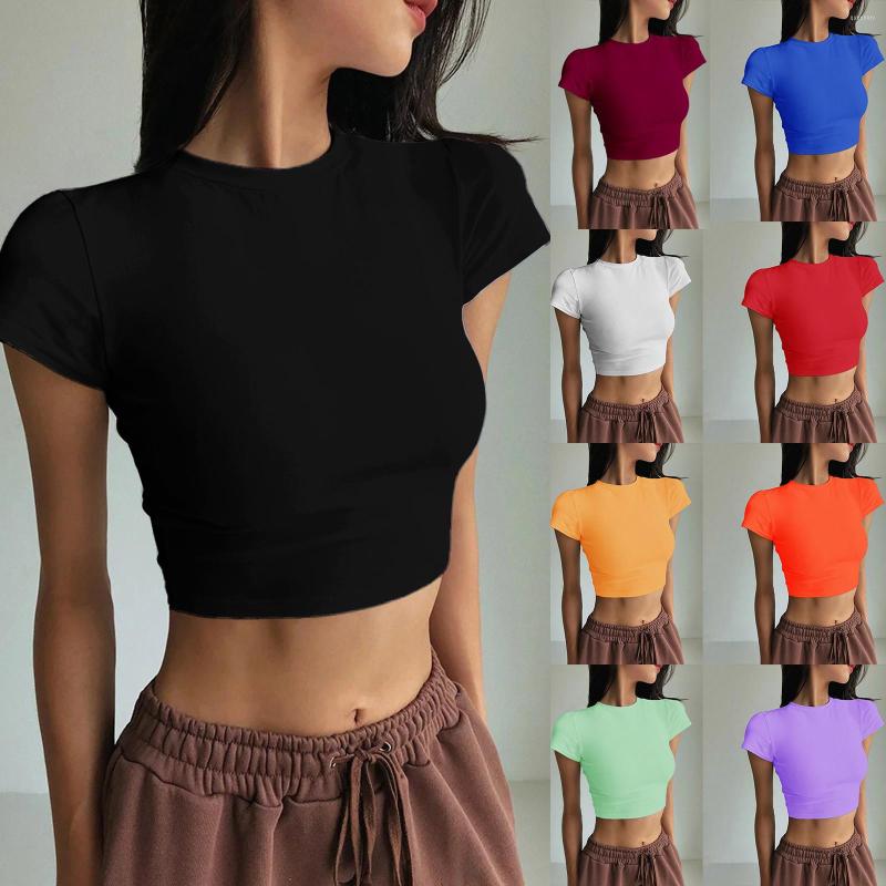 

Women's T Shirts Striped Tee Women Soild Print O Neck Tops Short Sleeve Round Shirt Printed Flower Womens