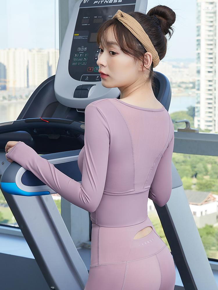 

Active Shirts Blazer For Women Fall/Winter Tights Professional Running Training Fitness Quick-Drying T-Shirt Yoga Wear Long Sleeves Top, F1135 pink