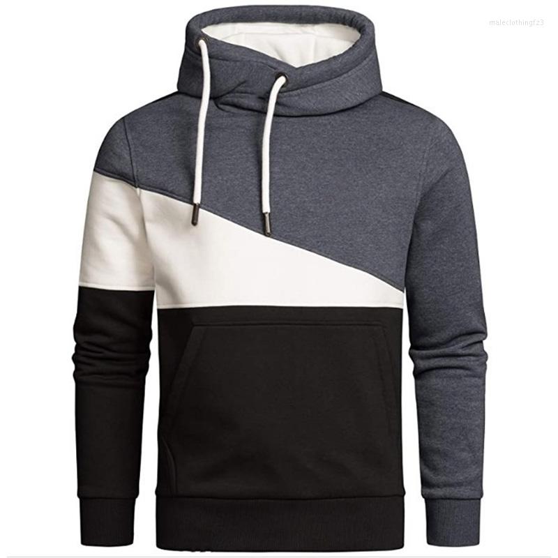 

Men's Hoodies Autumn Slim Hooded Sweatshirts Male Fashion Spell Color Hip Hop Clothing Streetwear Harajuku Hoodie Men, Dark gray