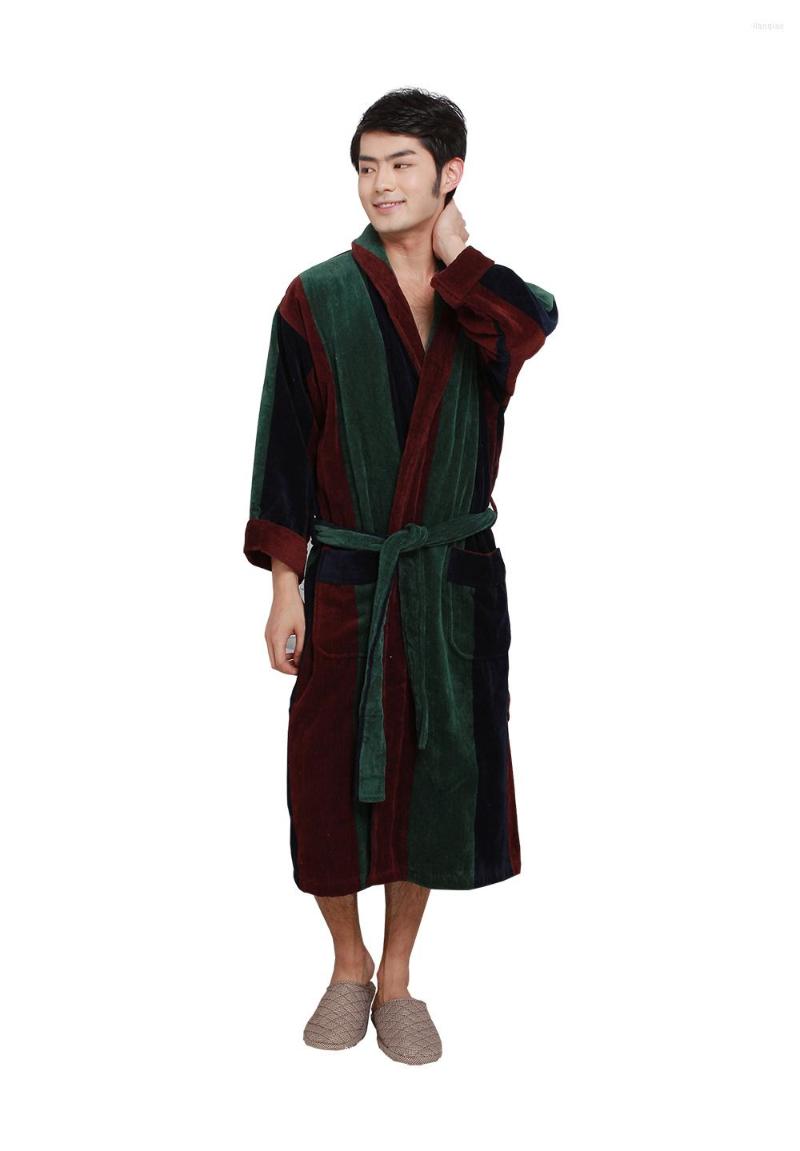 

Men's Sleepwear Men Bathrobe Cotton Robe Long Sleeve Plush Shawl Male Bath Nightgown Home Clothes, Picture shown