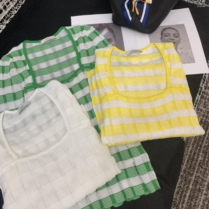 

Women' T Shirts Female Clothing Shirt Top Women Blouse Woman Clothes Fashion 2022 Women' Plaid Knitted Casual T-shirts, Green
