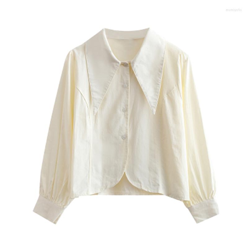 

Women's T Shirts 2022 Fall Versatile Solid Doll Neck Women Long Sleeve Shirt, White