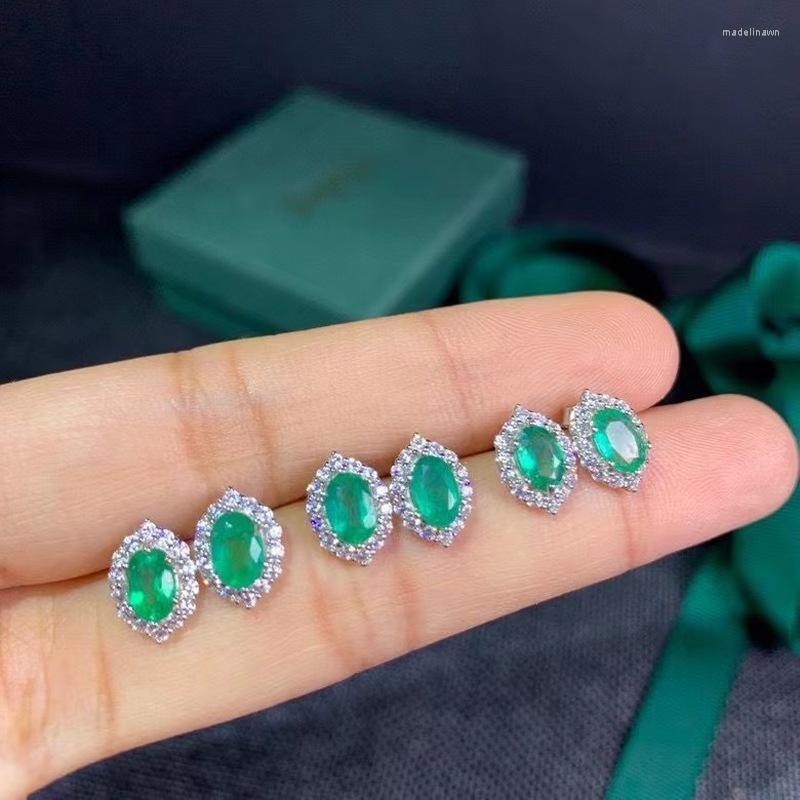 

Stud Earrings Natural Emerald 925 Silver Women's Luxurious Atmosphere Fashion All-match 4 6mm