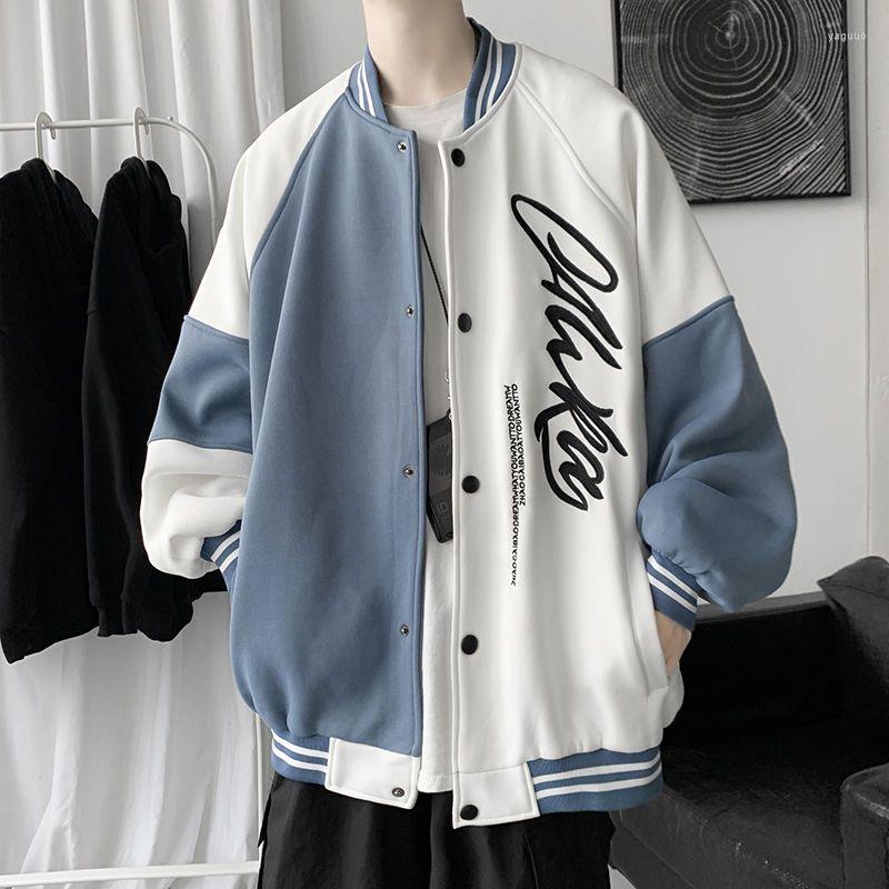 

Men' Jackets Baseball Jacket Men' And Women' Spring Autumn Tide Brand Loose Hong Kong Contrast Stitching Trend Casual, Black