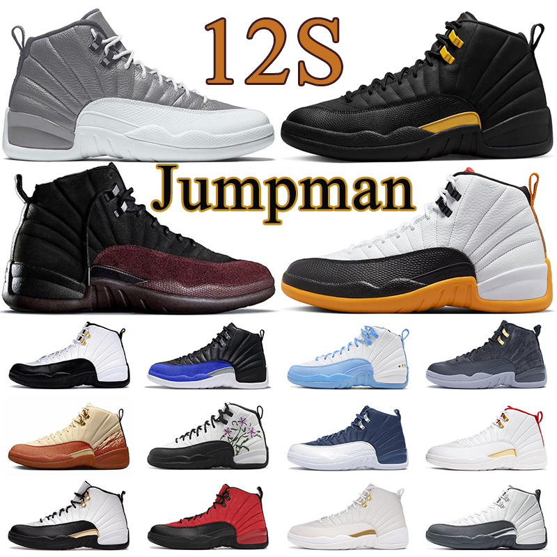 

12 basketball shoes Jumpman 12s men women sport trainer Black Taxi Stealth Hyper Royal A Ma Maniere mens sneaker trainers, #22 12s wolf grey