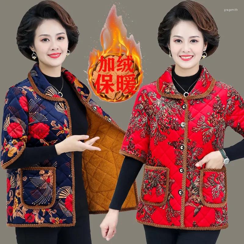 

Women's Vests Middle Aged Women Short Jacket Autumn Winter Parkas Vest Fashion Half Sleeve Warm Waistcoat Sleeveless 5XL, Red