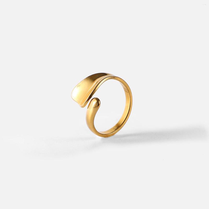 

Cluster Rings Simple Stainless Steel 18K Gold Plated Adjustable Finger Jewelry Irregular Geometric Chunky For Women Accessories