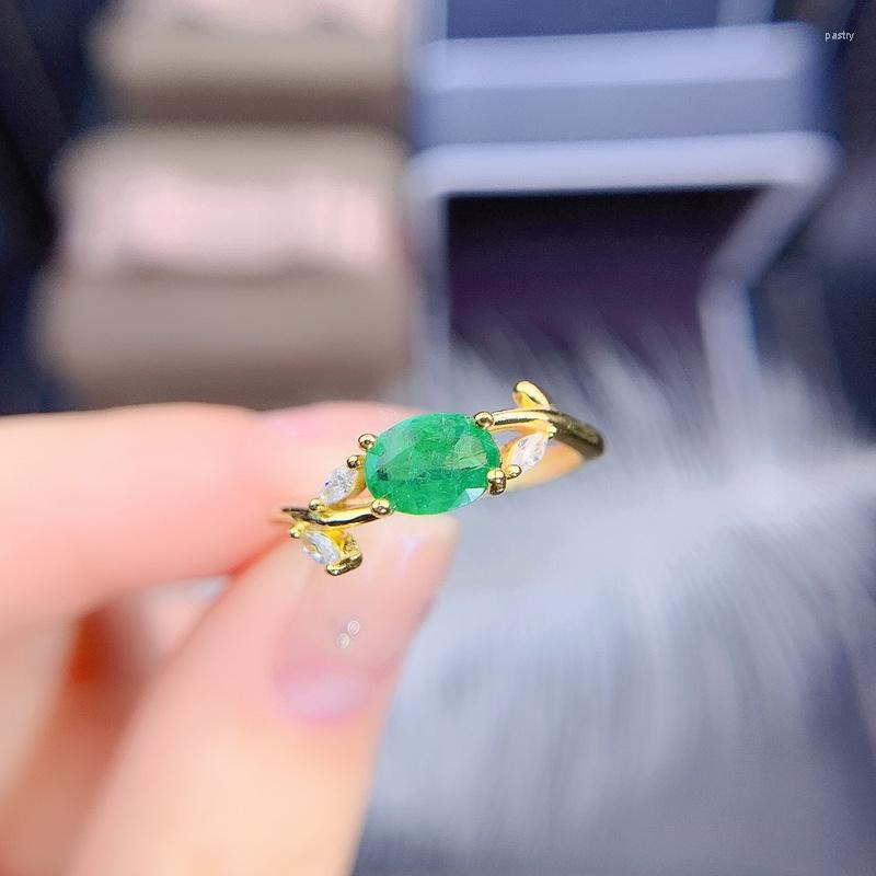 

Cluster Rings Gemicro Jewellery Natural Romantic Emerald For Women With 925 Sterling Silver And Gold Plated As Gifts Daily Wear