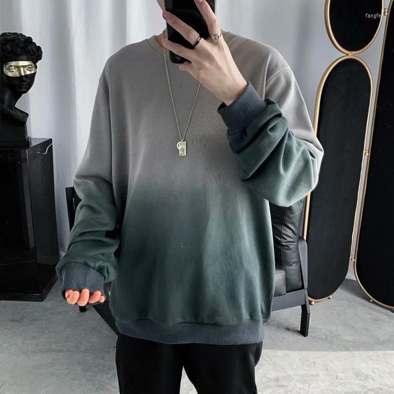 

Men's Hoodies Ins Wild Gradient Pullover Round Neck Top Korean Version Of The Bottoming Shirt Harajuku Clothing Streetwear Men, Black gradient
