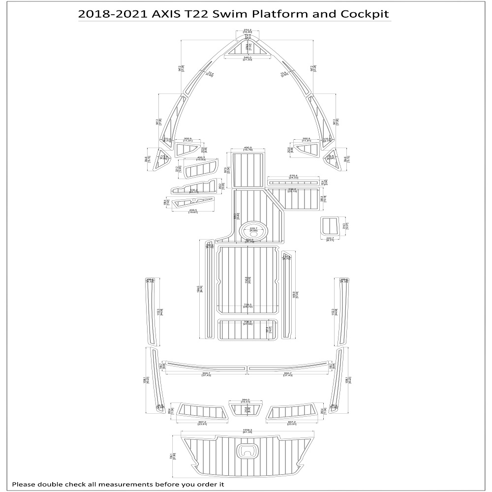 

2018-2021 AXIS T22 Swim Platform Cockpit Boat EVA Faux Foam Teak Deck Floor Pad