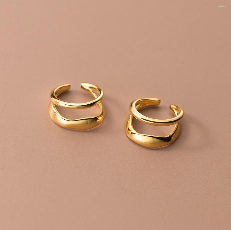 

Backs Earrings Real 925 Sterling Silver Double Layered Simple Ear Cuffs Non-pierced Cartilage For Women Fine Jewelry