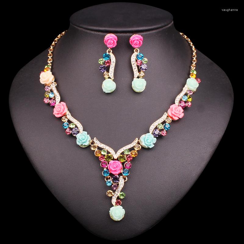 

Necklace Earrings Set Fashion Wedding For Bride Party Costume Accessories Flower Decorations Silver Plated Bridal Sets, Picture shown
