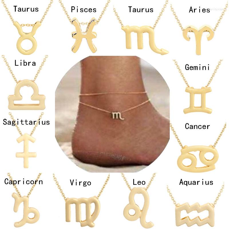 

Anklets Twelve Constellation European Simple Women Beach Jewelry