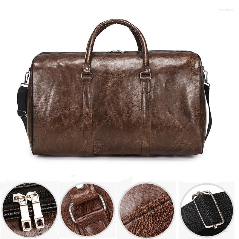 

Outdoor Bags Travel Bag Waterproof Wear Resistant Unisex Handbag PU Sturdy Hand Larger Capacity Sports Big Bolsos, Brown
