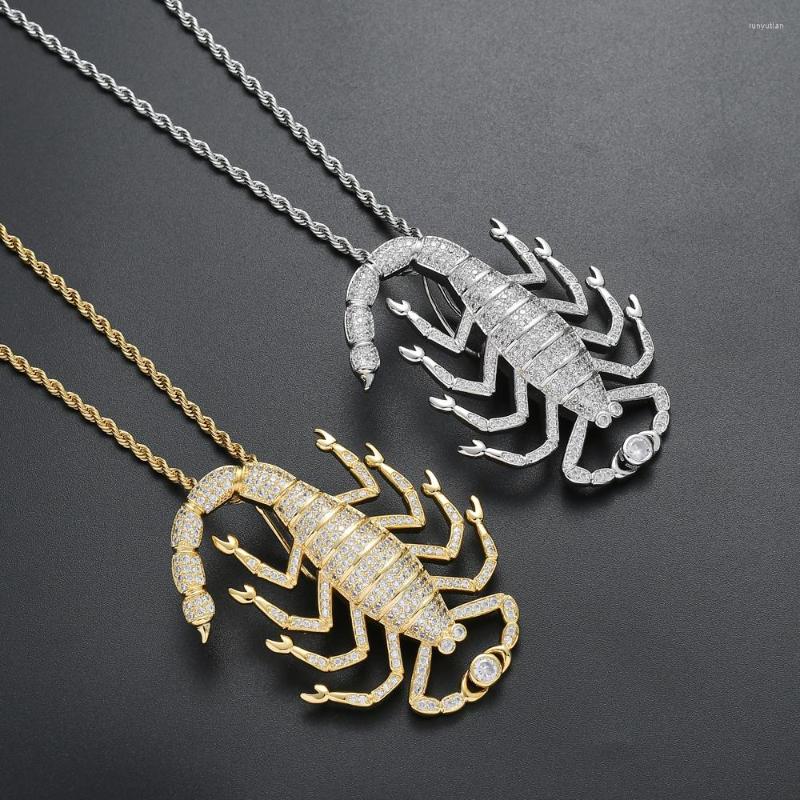 

Pendant Necklaces Men Brass CZ Jewelry Scorpion Iced Out Cubic Zircon Necklace Hip Hop Gift CN207
