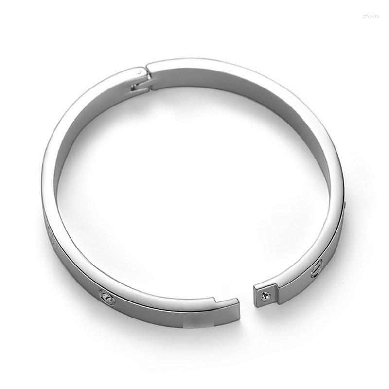 

Bangle ZG Bracelet For Couples European And American Stainless Steel Metal Charms Diamond Buckle Female