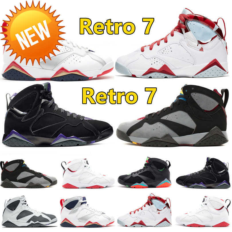 

NEW jumpman 7 retro 7s mens basketball shoes Trophy Room Topaz Mist Patent Leather Bordeaux Flint Barcelona Nights hare men trainers sports, Color#1
