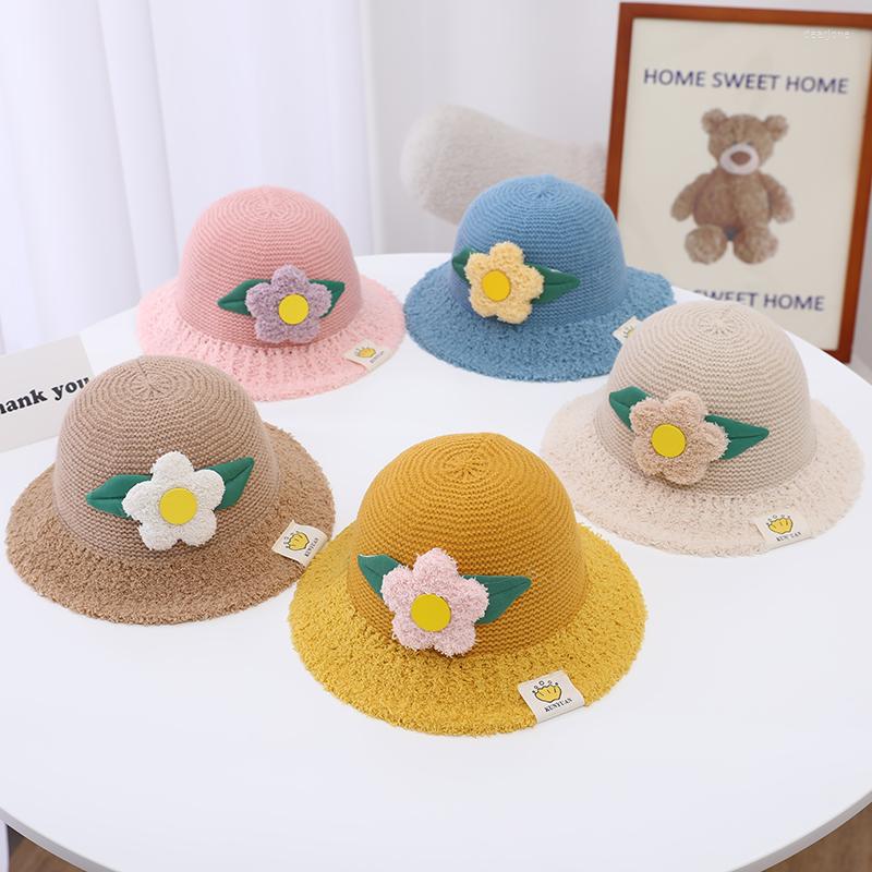 

Hats Baby Bucket Hat For Boys And Girls Autumn Cotton Linen Woven Flowers Multi-functional Beach Travel Fashion Sombreros, White