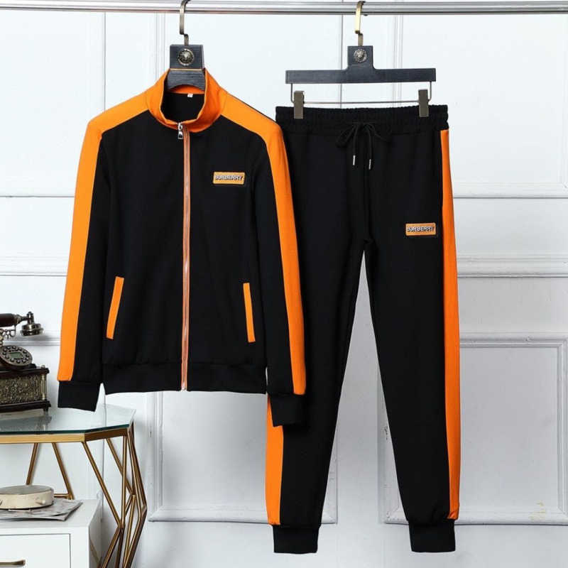 

High version men stracksuits burb designer jacket trousers two-piece zipper jackets pants suit men sports suits, Black
