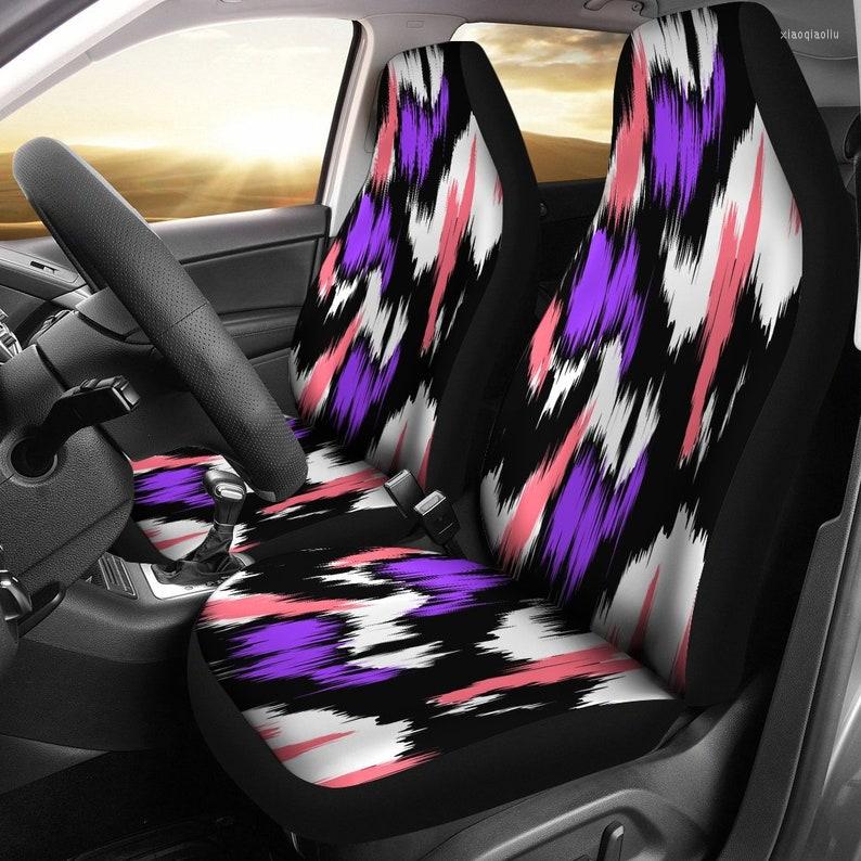 

Car Seat Covers Blue Pink White Abstract Art Pair 2 Front Protector Accessories