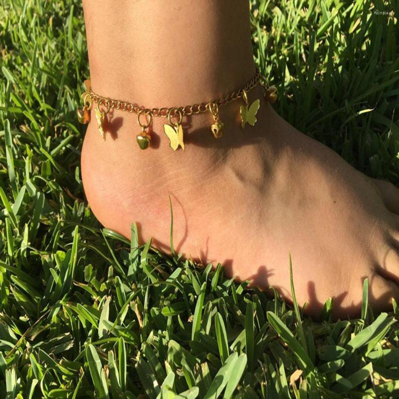 

Anklets 2022 Metal Small Bell Butterfly Anklet Bohemian Style Ladies Beach Foot Jewelry Factory Direct Sales