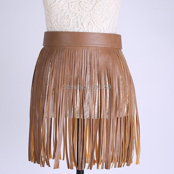 

Belts US And European Fashion Women Match Faux Leather Fringed Belt Tassel Skirt Style, Black