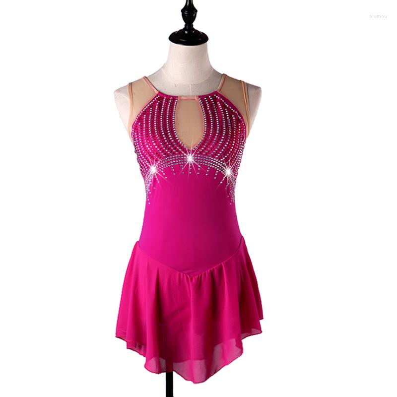 

Stage Wear Figure Skating Dress Women Girl Ice Royal Blue Gymnastics Costume Custom Rhinestone B049