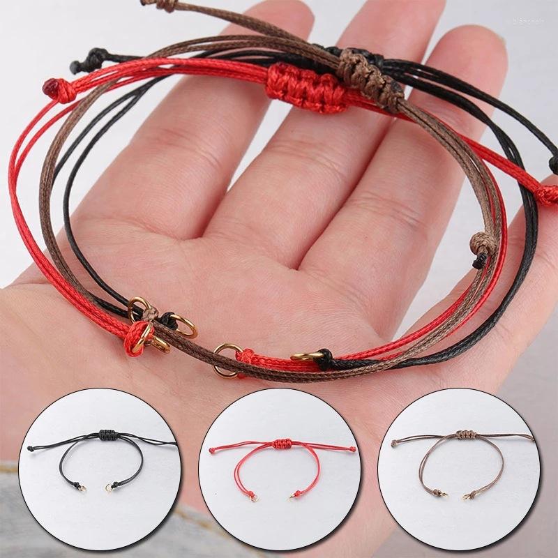 

Link Bracelets Rumnvnty 5pcs Red Black Brown Color Adjustable Waxed Rope Chain Braid Women DIY Handmade Making Jewelry Accessories