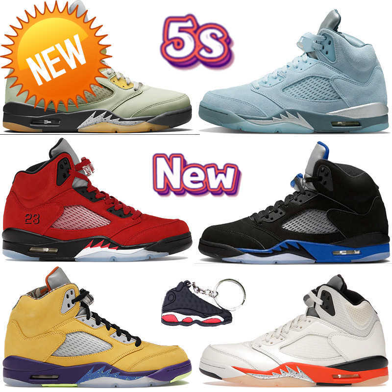 

NEW Top 5 5s Basketball Shoes Jade Horizon Bluebird what the Racer Blue White x Sail raging red black metallic 23 UNC oreo men sneakers, 01 bluebird
