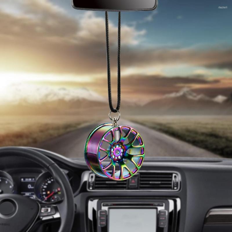 

Interior Decorations Car Ornament Pendant Metal Wheel Hub Flywheel Hanging Hip-hop Auto Rear View Mirror Decoration Dangle Trim Accessories