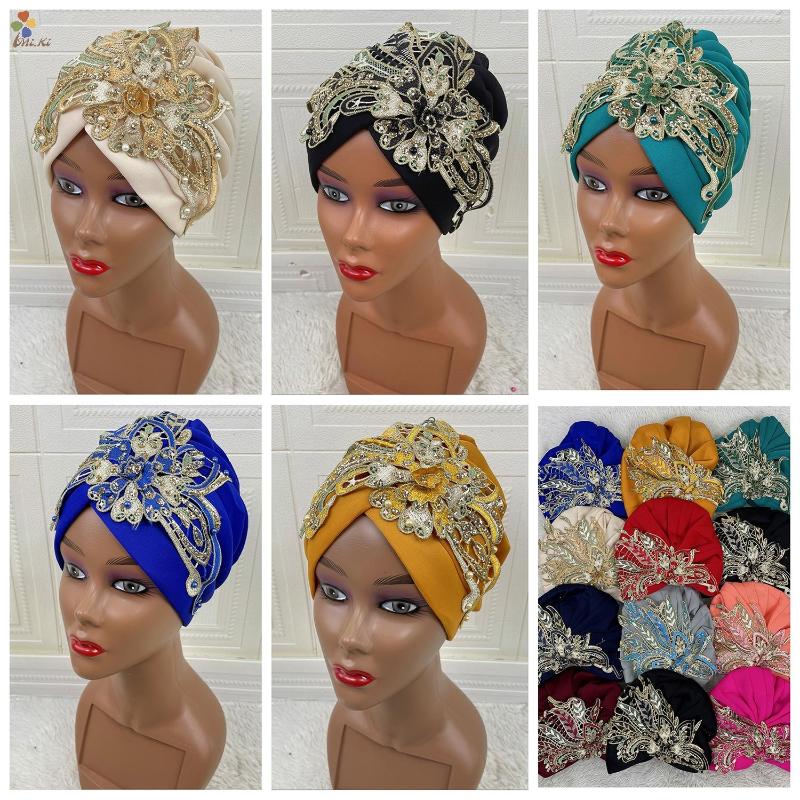 

Ethnic Clothing 2022 Sales Latest Muslim Women Female Turban Hat Bonnet Gold Velvet Rhinestone Solid Bonnets Hair Cap For