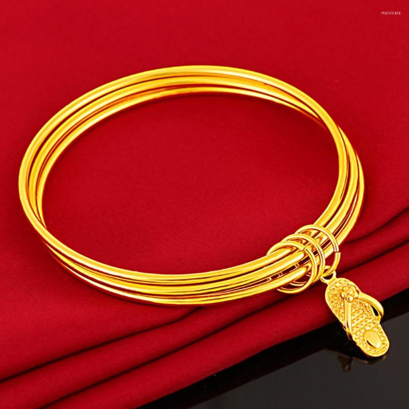 

Bangle Unopen Women Bracelet Smooth Simple Yellow Gold Filled Classic Fashion Party Accessories Jewelry Gift