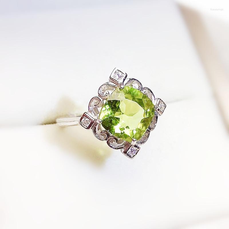 

Cluster Rings Natural Real Green Peridot Square Traditional Ring 8 8mm 2.3ct Gemstone 925 Sterling Silver Fine Jewelry Women X22384